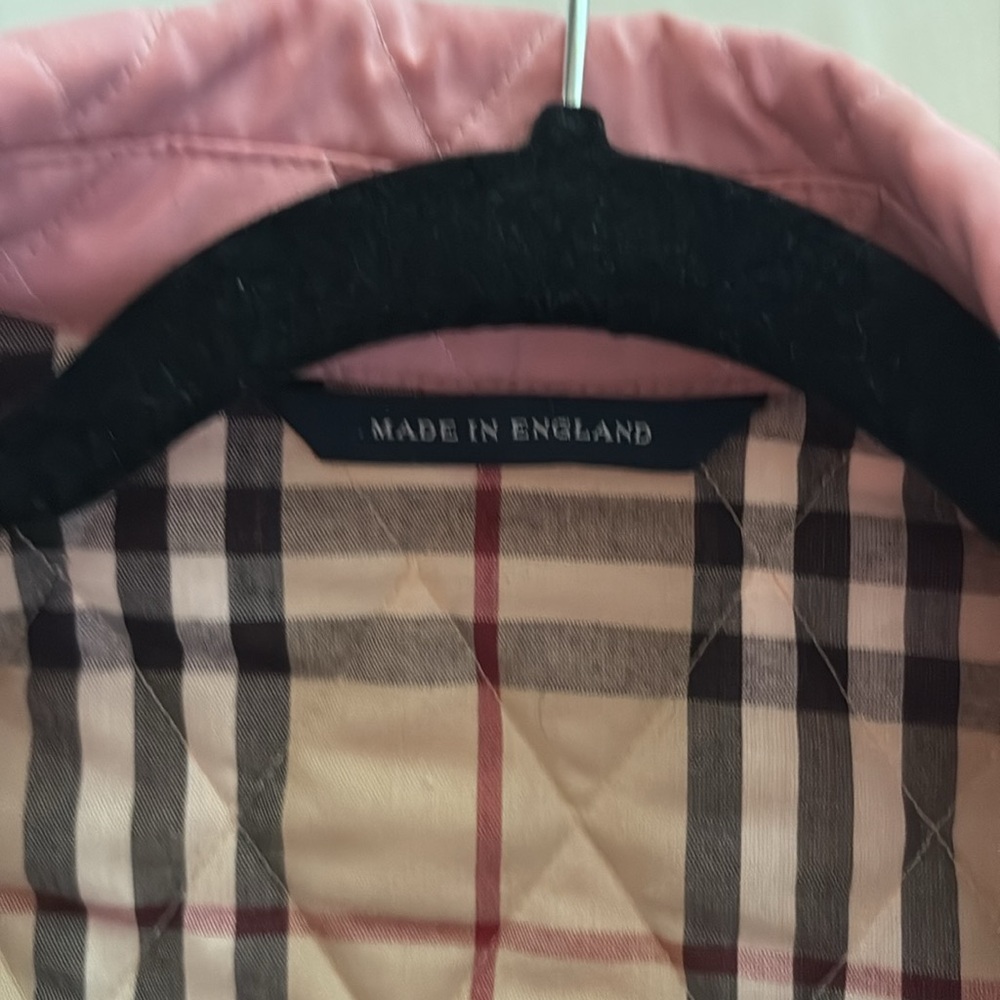 Burberry Pink Quilted Jacket Nova Check Lining Women’s Large - Picture 7 of 9